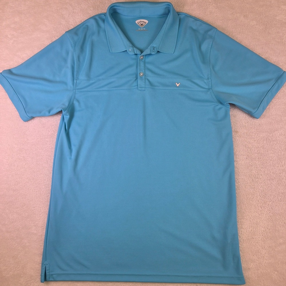Callaway Mens XXL Light Blue Short Sleeve Performance Golf Polo Shirt 3666